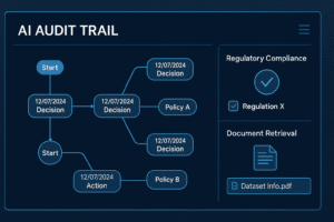 AI audit trail dashboard demonstrating regulatory compliance documentation