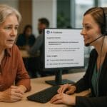 Customer getting support with RAG solutions for insurance using AI panel.