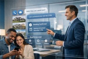AI real estate chat on transparent screen