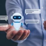 AI chatbot interaction with a smartphone in hand