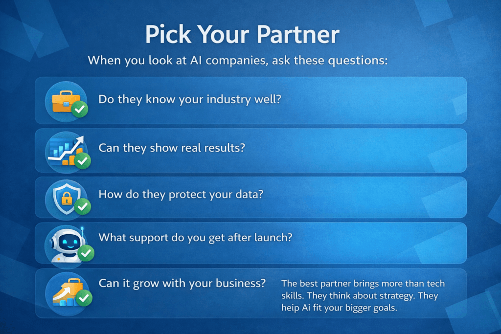 How to choose a conversational AI development company partner checklist infographic