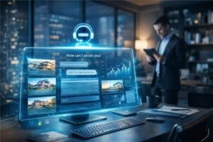 AI real estate agent interface showing automated lead capture and property listings