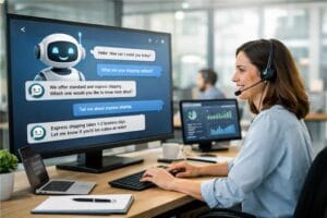 Agent using conversational AI development company chatbot for customer support