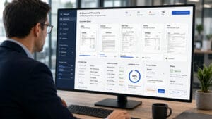 AI PDF Document Processing dashboard extracting data from invoices, contracts, and business PDFs